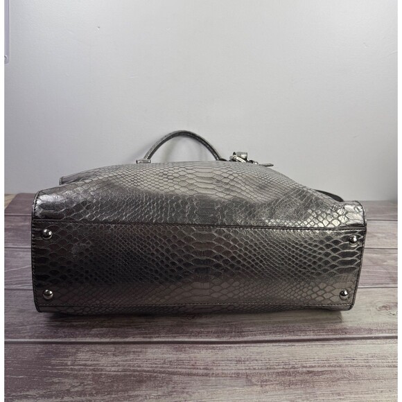 MICHAEL KORS Large Hamilton Gray Luxury Embossed Leather Satchel Shoulder Bag - Picture 7 of 17